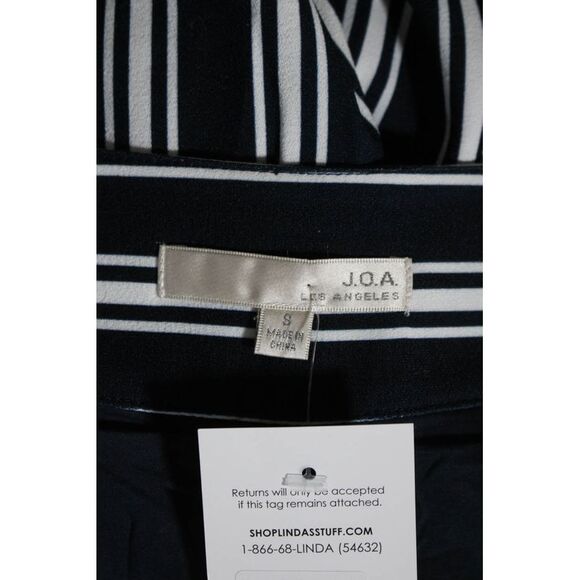 JOA Los Angeles Womens High Rise Wide Leg Stripe Pants Navy White Size Small - Picture 5 of 7